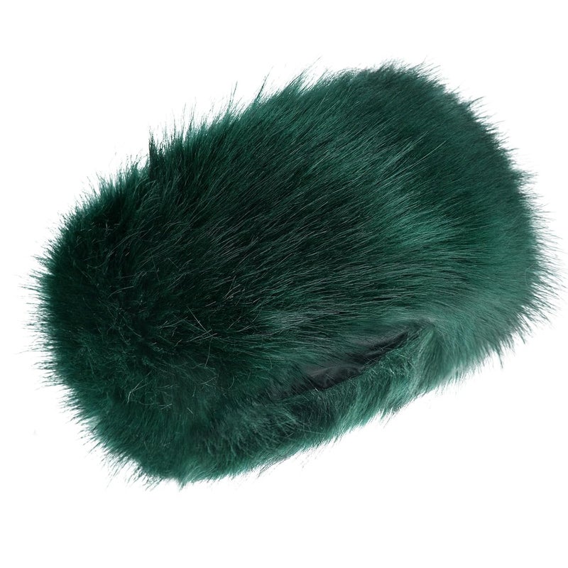 RANOME Faux Fur Headband for Women Elastic Fuzzy Thick Earmuffs Winter Headwrap Ear Muffs Furry Ear Warmers Cold Weather (Dark Green) - Image 1